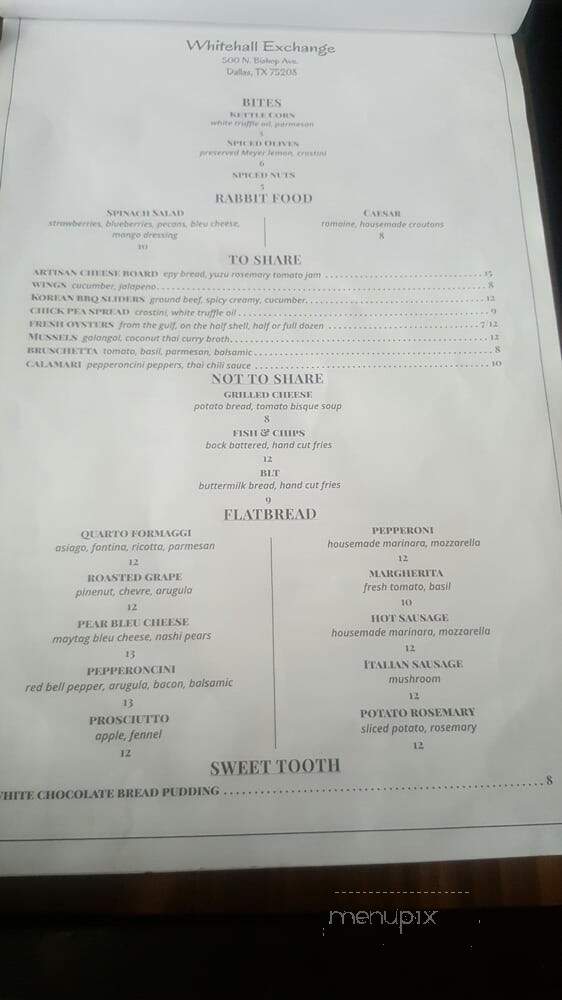 Whitehall - Dallas, TX menu_pic