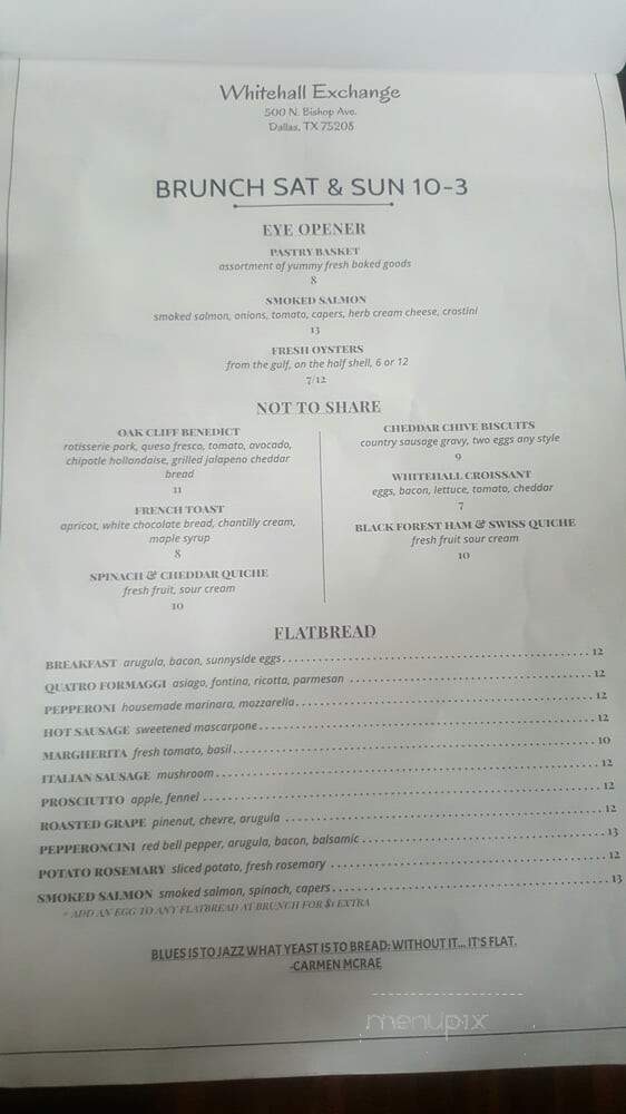 Whitehall - Dallas, TX menu_pic
