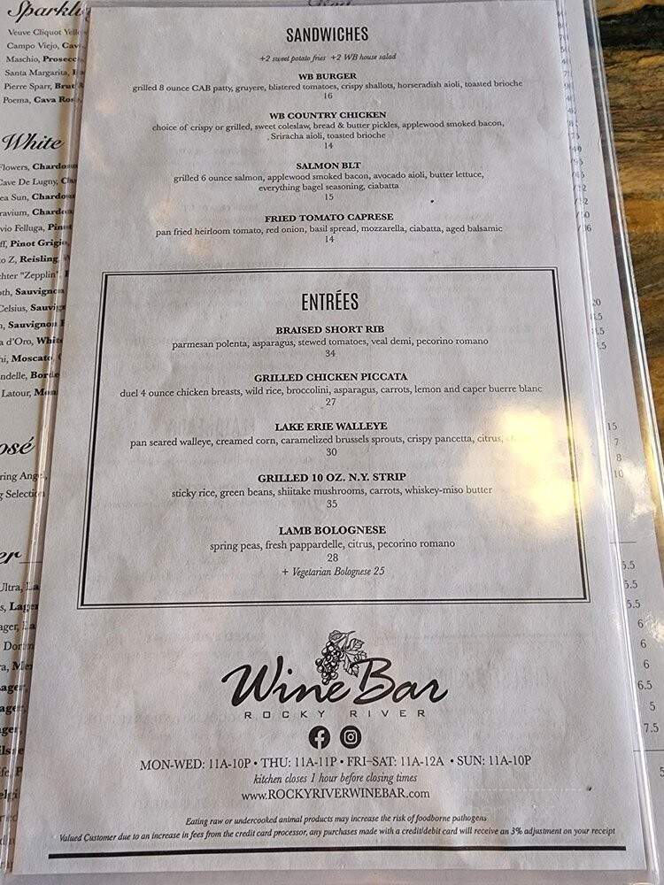 Wine Bar Rocky River - Rocky River, OH menu_pic
