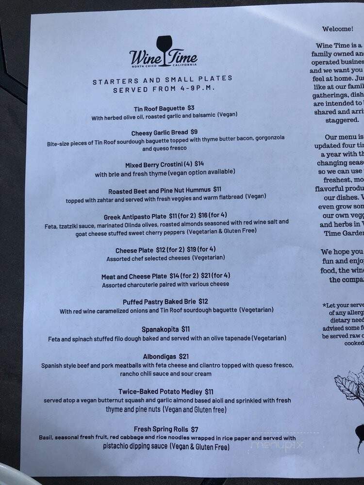 Wine Time - Chico, CA menu_pic
