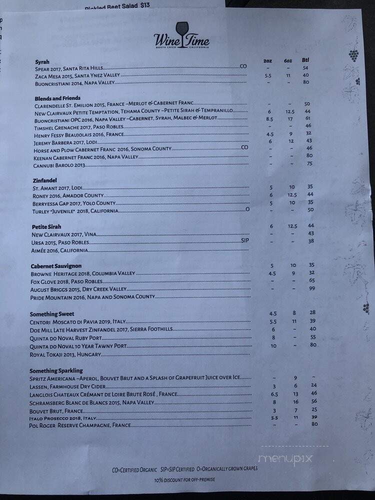Wine Time - Chico, CA menu_pic