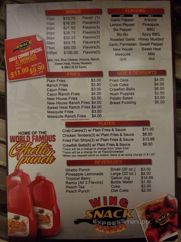 Wing Snack Express - New Orleans, LA menu_pic