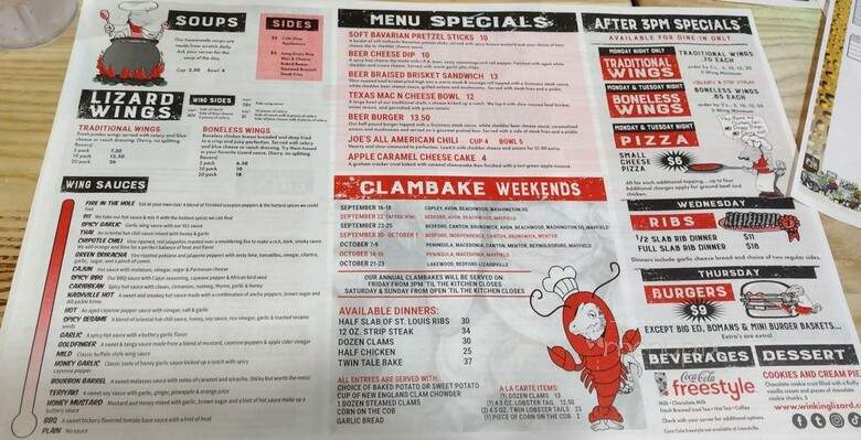 Winking Lizard Tavern - Bedford, OH menu_pic