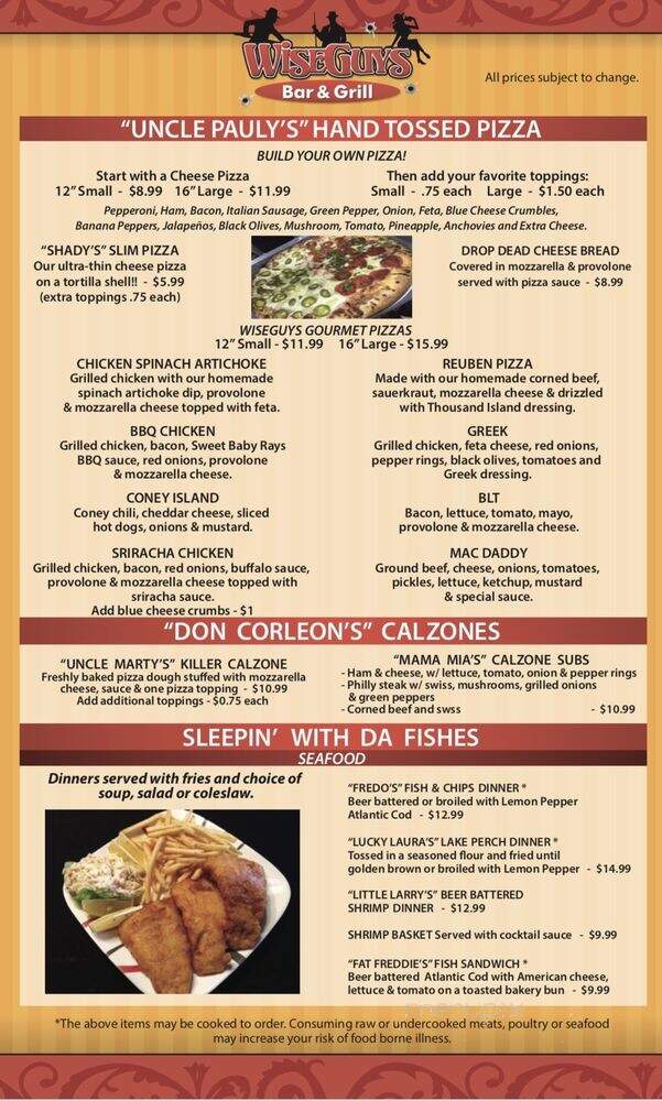 Wiseguys Bar & Grill - Clinton Township, MI menu_pic