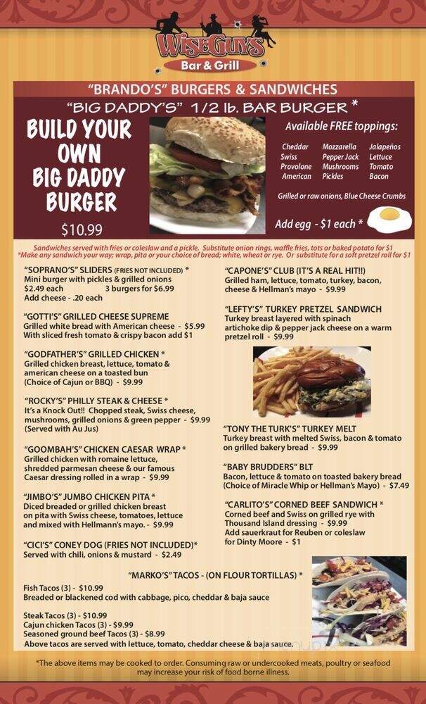 Wiseguys Bar & Grill - Clinton Township, MI menu_pic