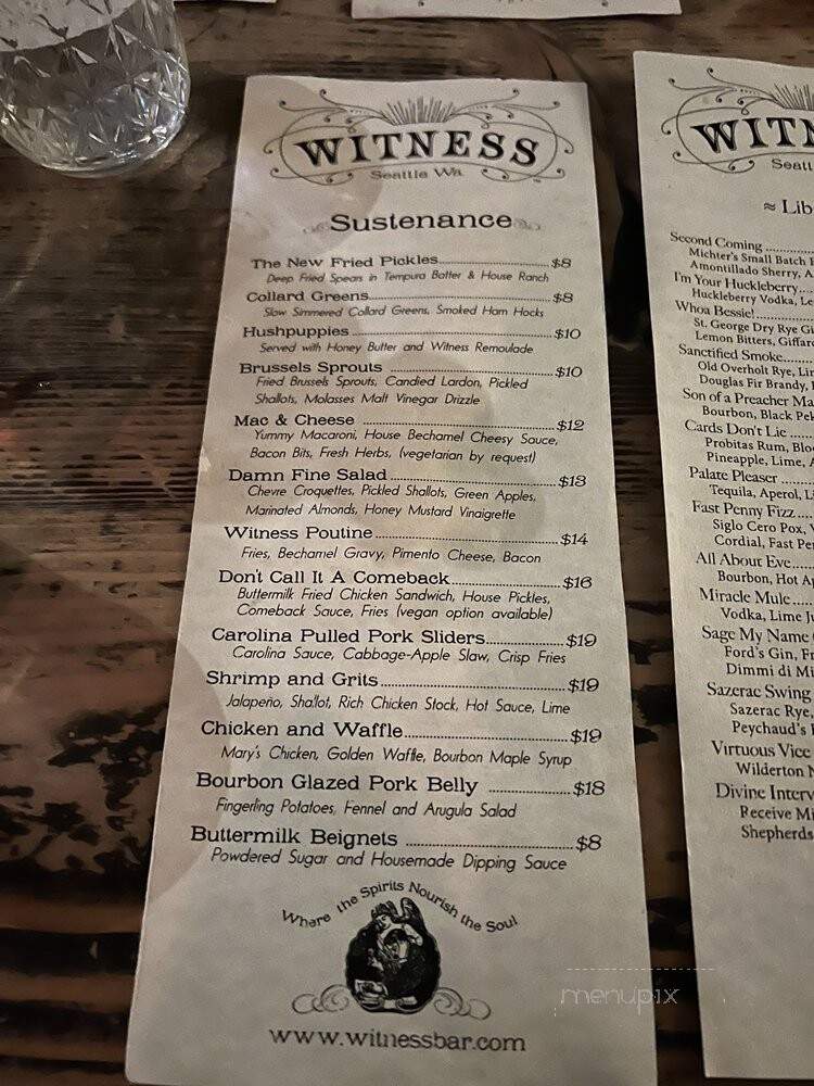 Witness Bar - Seattle, WA menu_pic