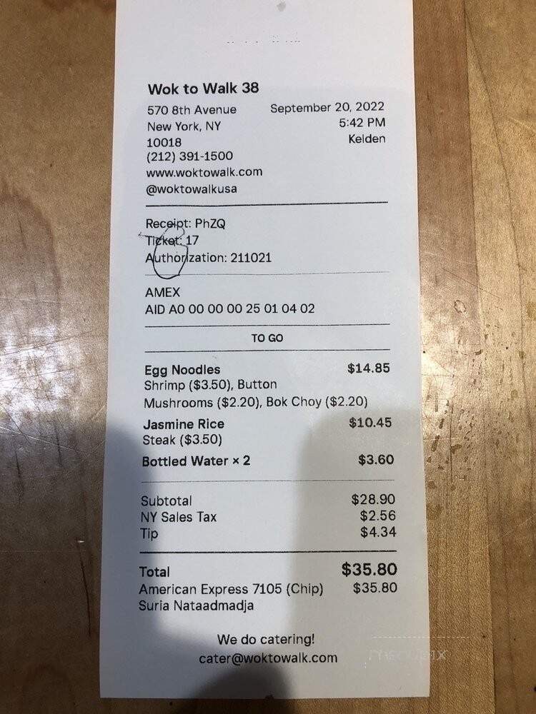 Wok To Walk - New York, NY menu_pic