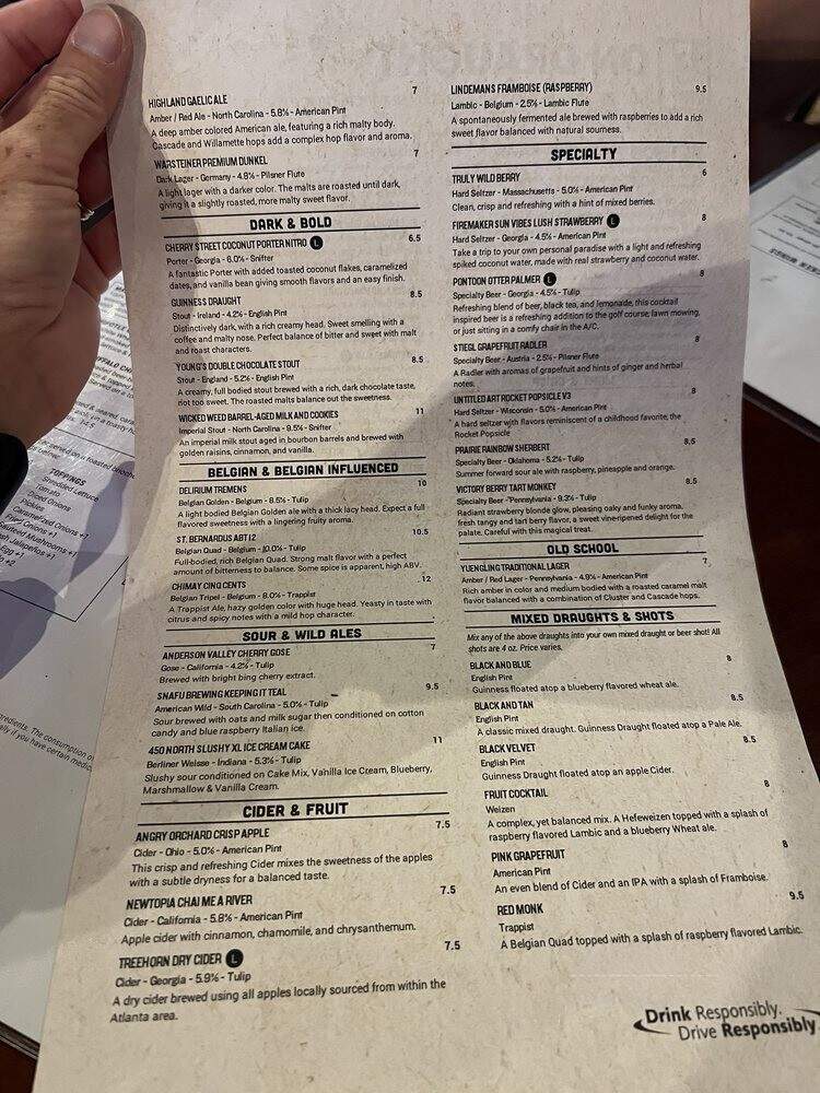 World of Beer - Savannah, GA menu_pic