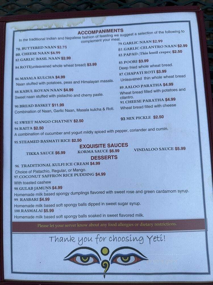 Yeti Restaurant - Davis, CA