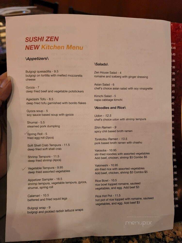Zen Sushi - Frisco, TX menu_pic