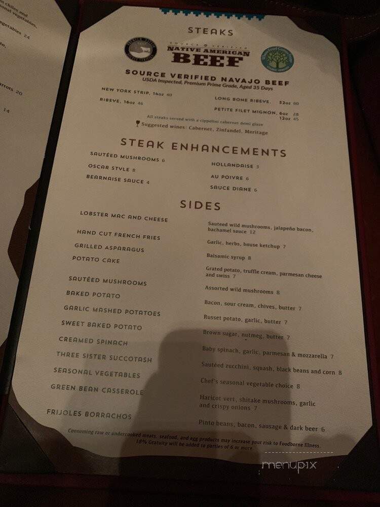Zenith Steakhouse - Flagstaff, AZ menu_pic