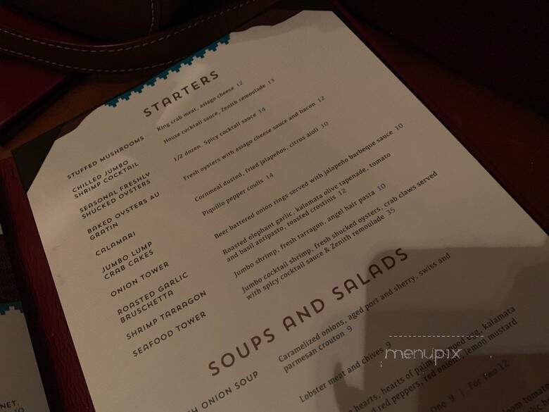 Zenith Steakhouse - Flagstaff, AZ menu_pic