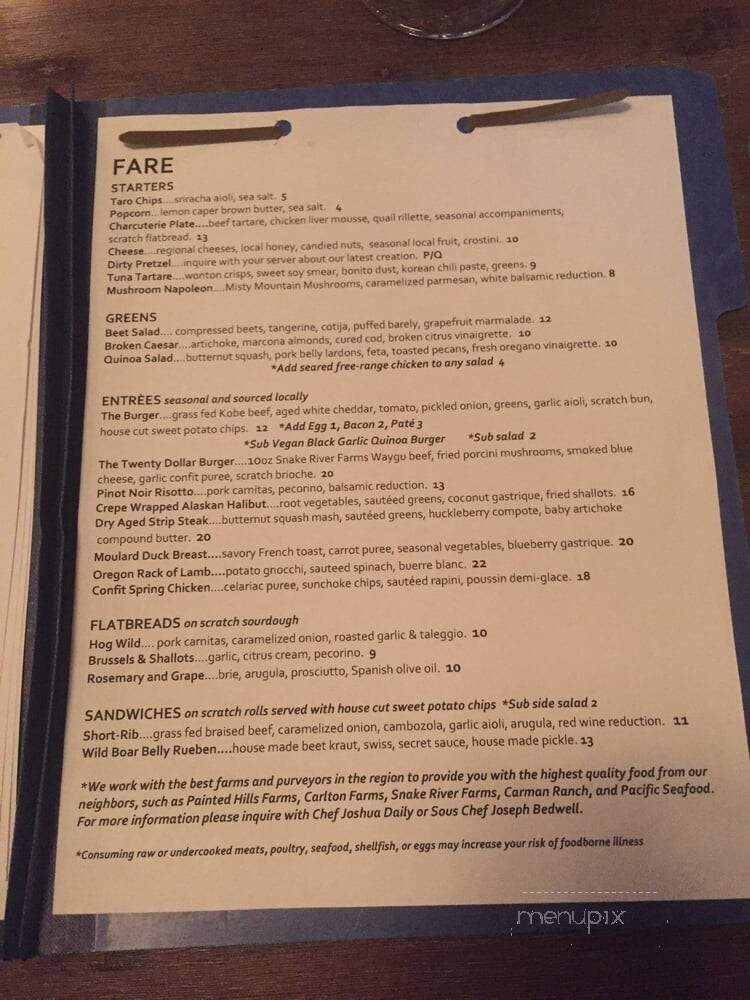 Wine And Growl - Portland, OR menu_pic