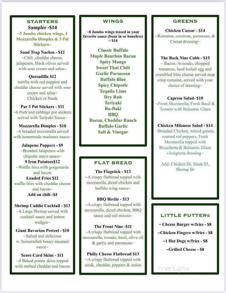 Back Nine Indoor Golf - Cortlandt, NY menu_pic