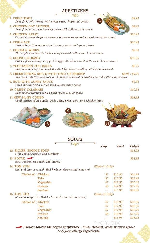 Sa-By Thai - San Jose, CA menu_pic