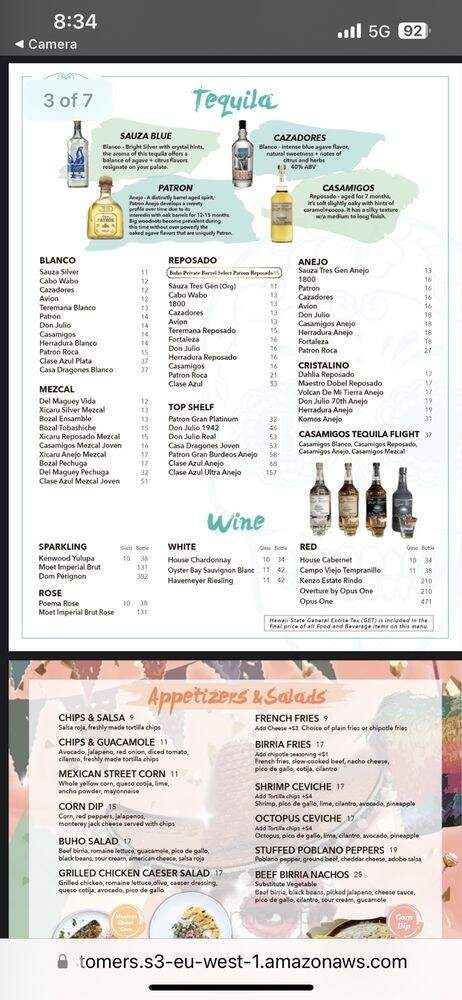 Buho Cantina Y Cocina - Honolulu, HI menu_pic