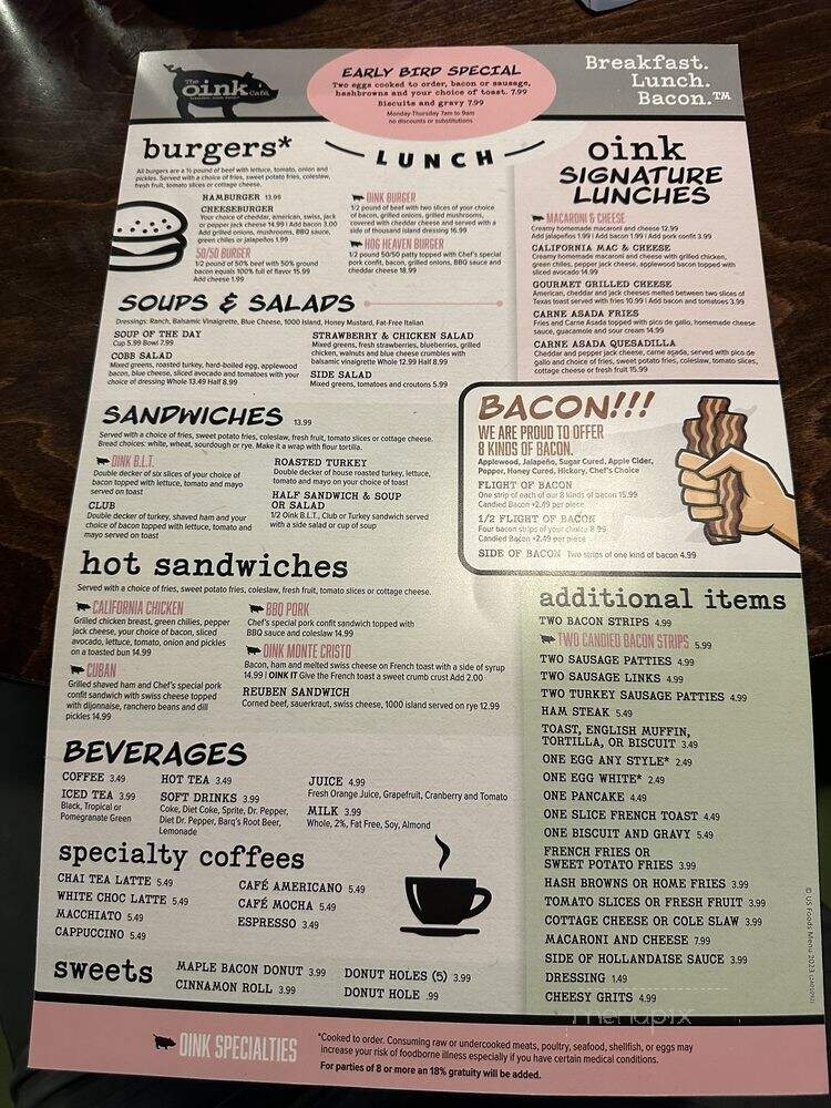 Oink Cafe - Tucson, AZ menu_pic