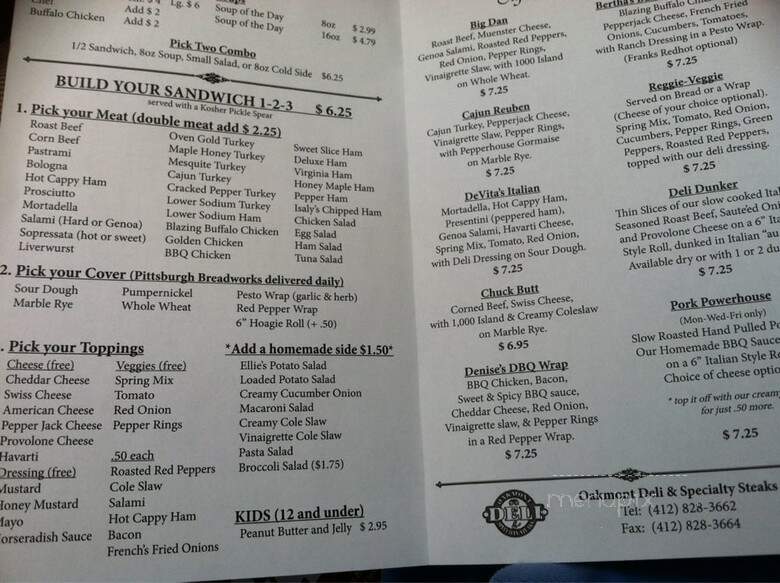 Oakmont Deli & Specialty Soups - Oakmont, PA menu_pic