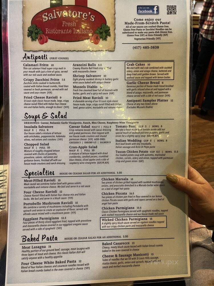 Salvatore's Fresh Ristorante Italiano - Ozark, MO menu_pic