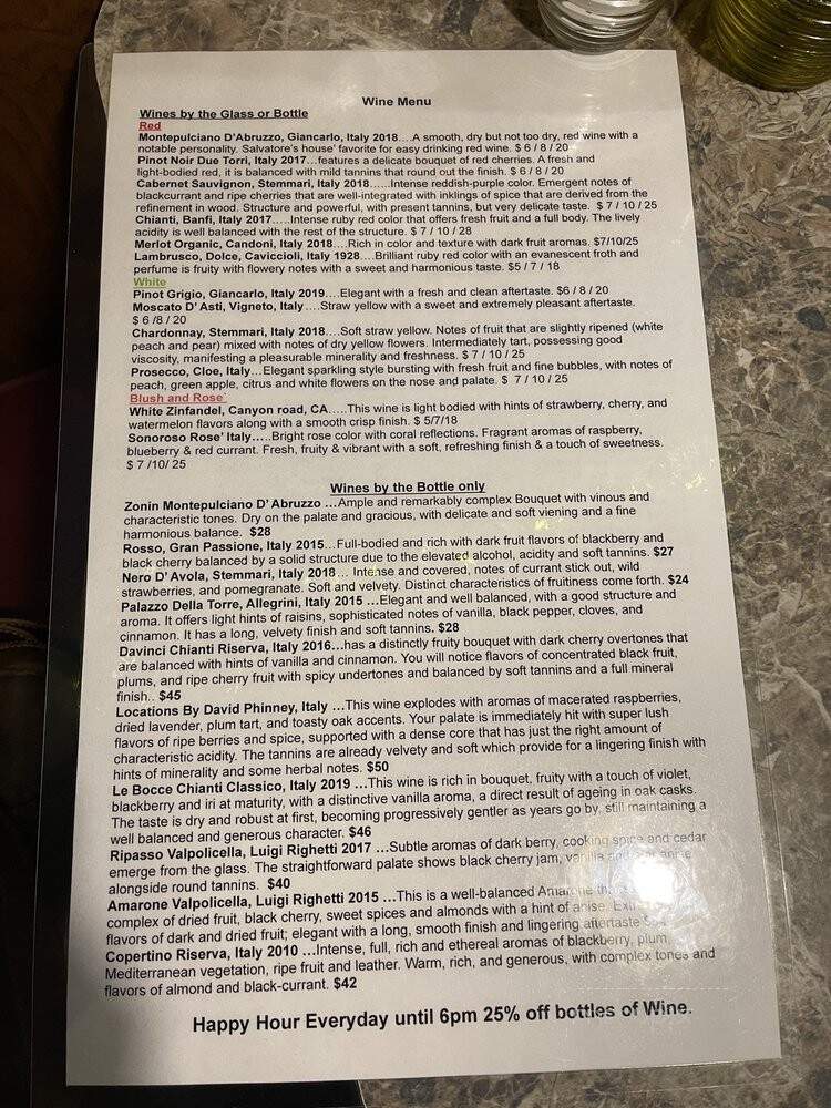 Salvatore's Fresh Ristorante Italiano - Ozark, MO menu_pic