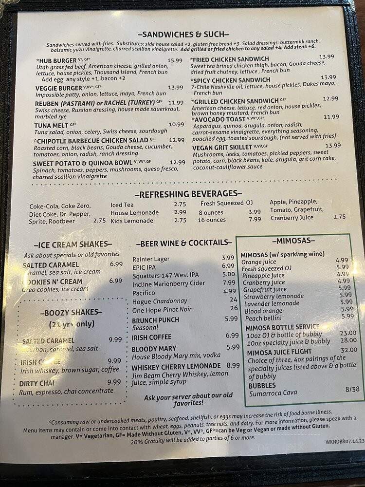 Hub & Spoke Eatery - Salt Lake City, UT menu_pic