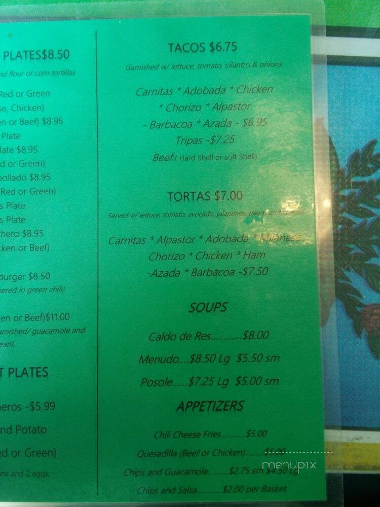 El Nopalito Mexican Food - Denver, CO menu_pic