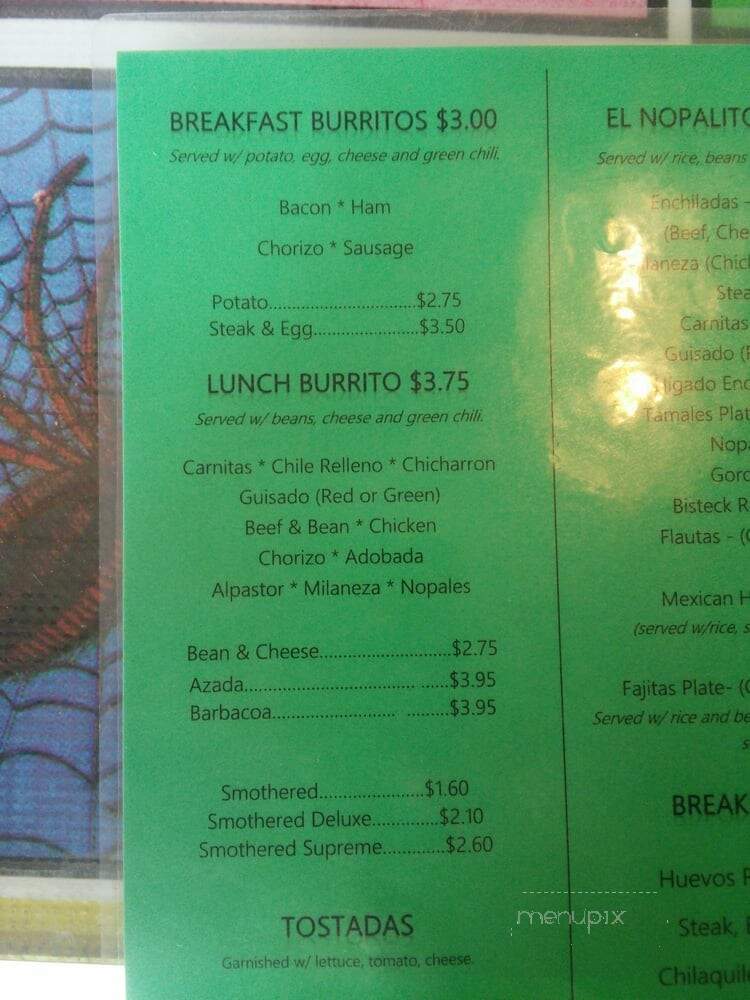 El Nopalito Mexican Food - Denver, CO menu_pic