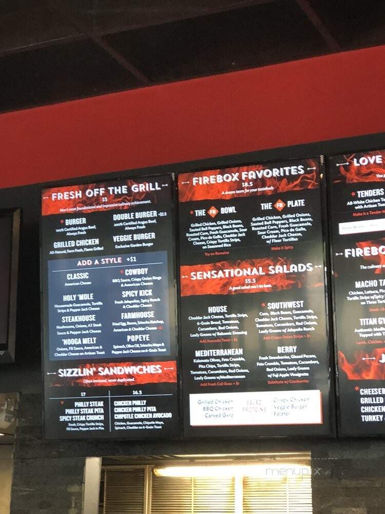 Firebox Grill - Chattanooga, TN menu_pic