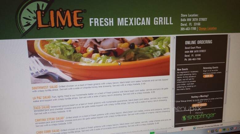 Lime Fresh Mexican Grill - Doral, FL menu_pic