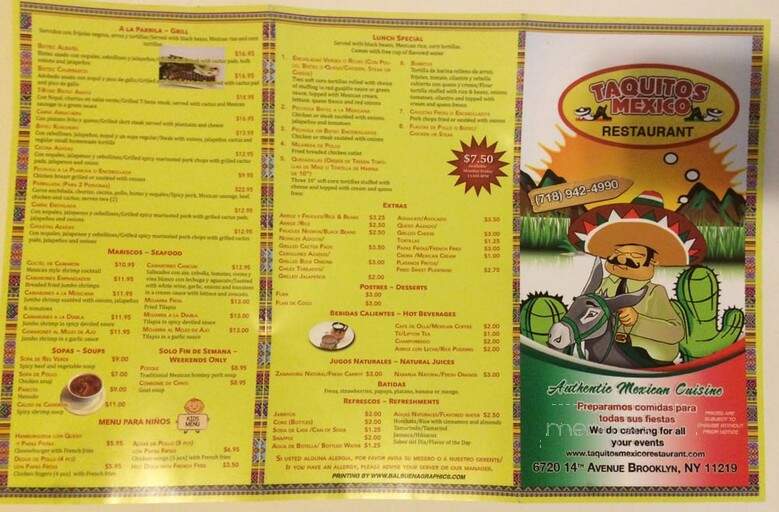 Taquitos Mexico - Brooklyn, NY menu_pic