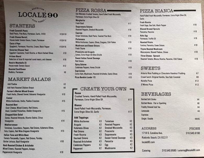 Locale 90 - Redondo Beach, CA menu_pic