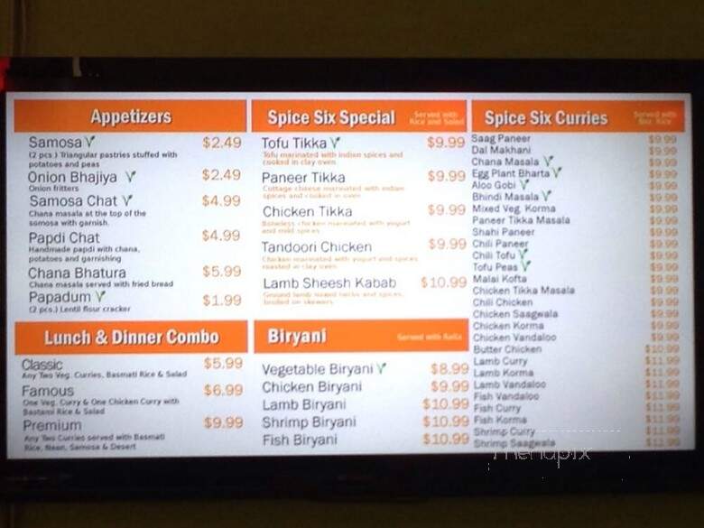 Spice Six - Hermosa Beach, CA menu_pic