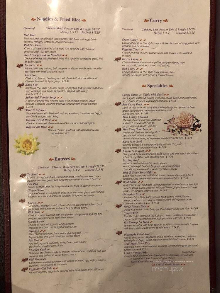 Rice & Spice Thai Cuisine - Alexandria, VA menu_pic