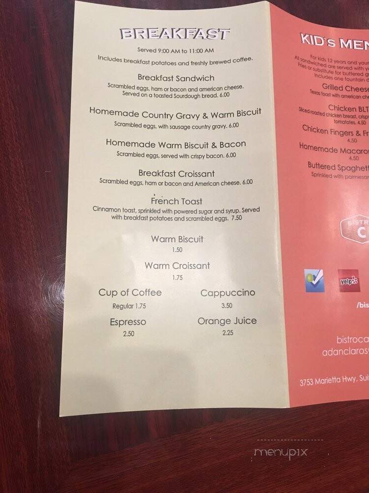 Bistro C - Canton, GA menu_pic