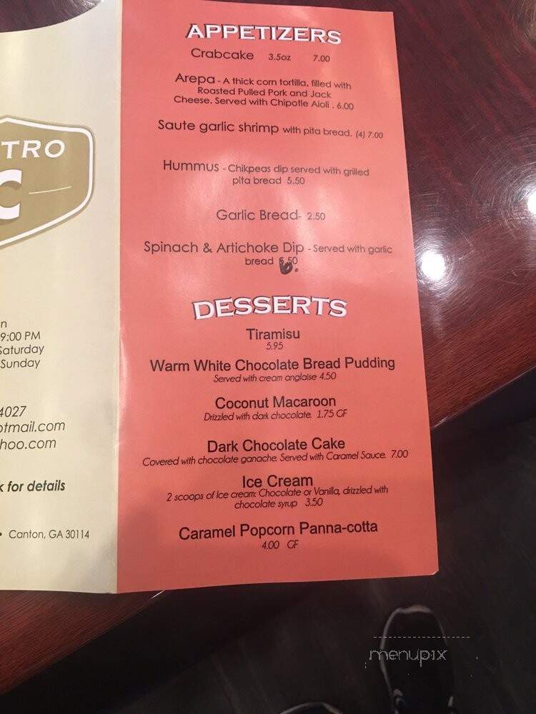 Bistro C - Canton, GA menu_pic