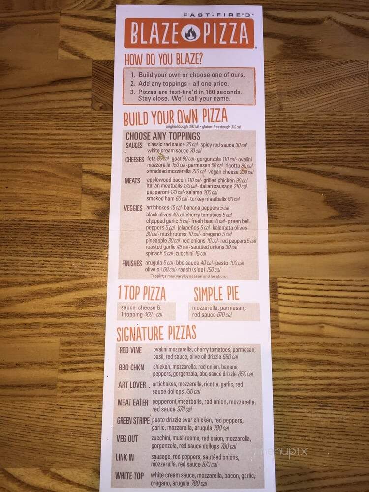 Blaze Pizza - Meridian, ID menu_pic