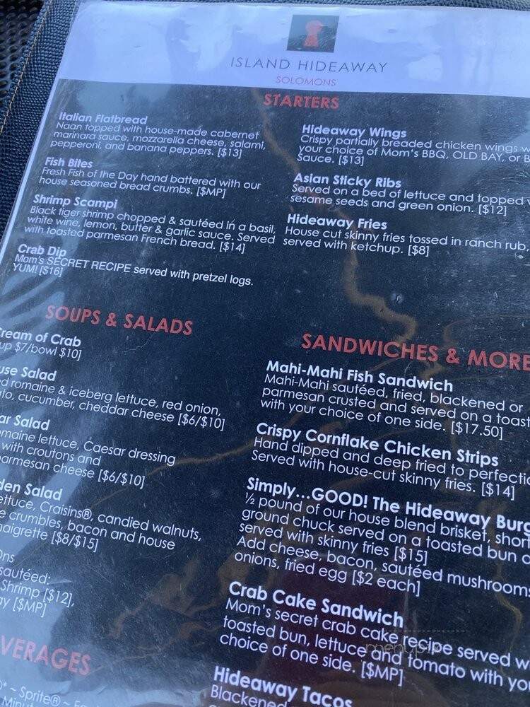 Island Hideaway - Solomons, MD menu_pic
