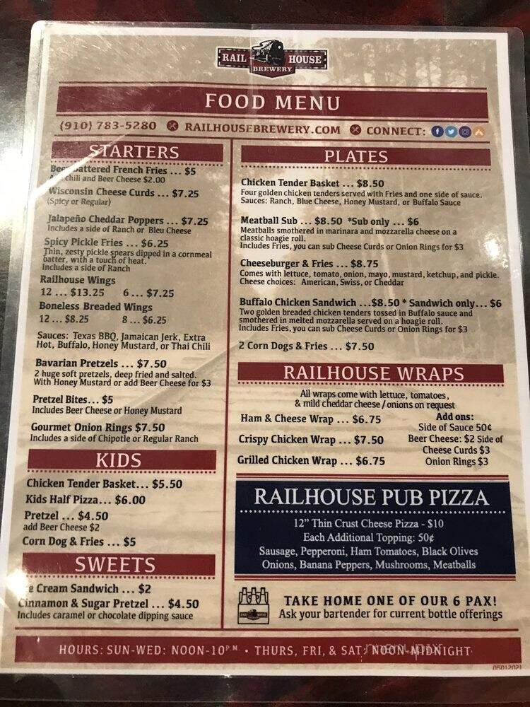 Railhouse Brewery and Pub - Aberdeen, NC menu_pic