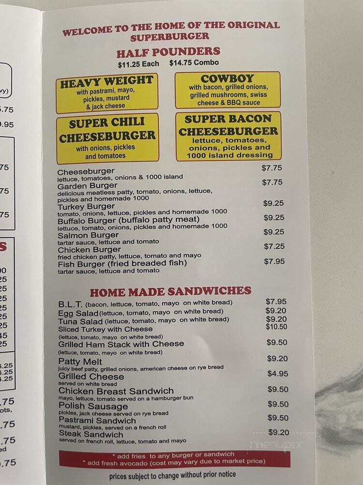 Snax Home of the Original Superburger - Redondo Beach, CA menu_pic