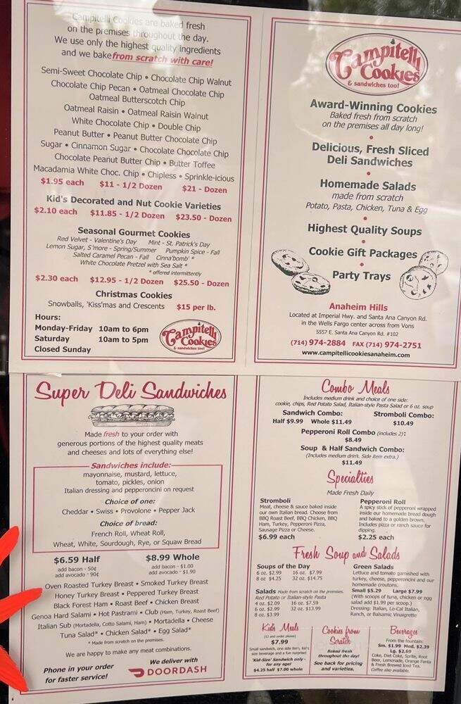 Campitelli Cookies & Sandwiches - Anaheim, CA menu_pic