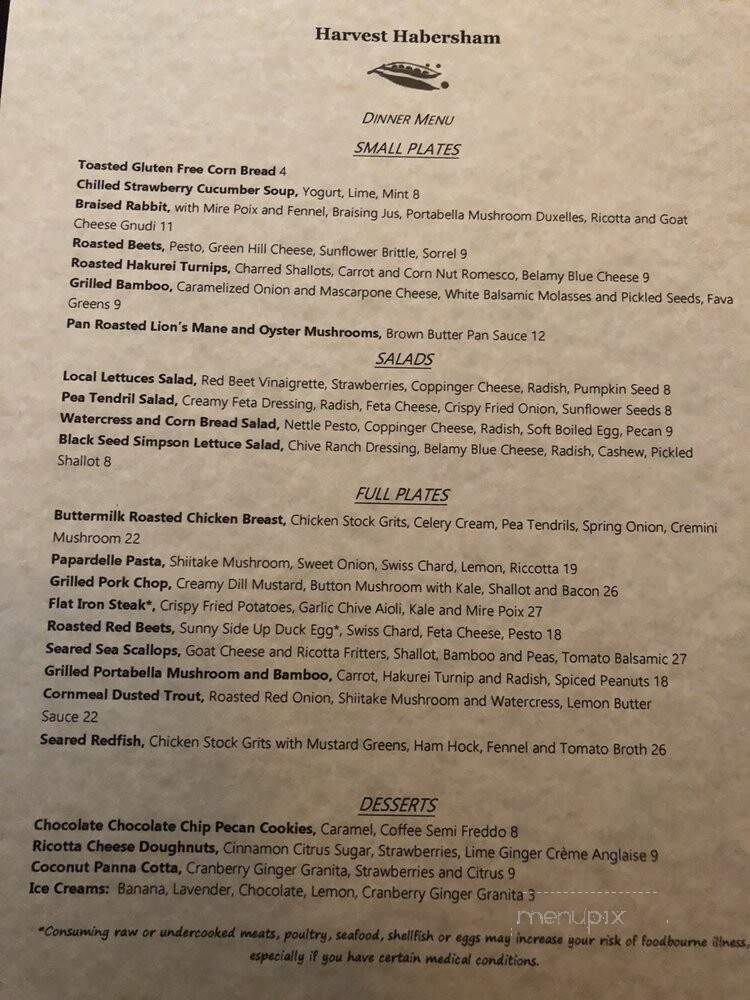 Harvest Habersham - Athens, GA menu_pic