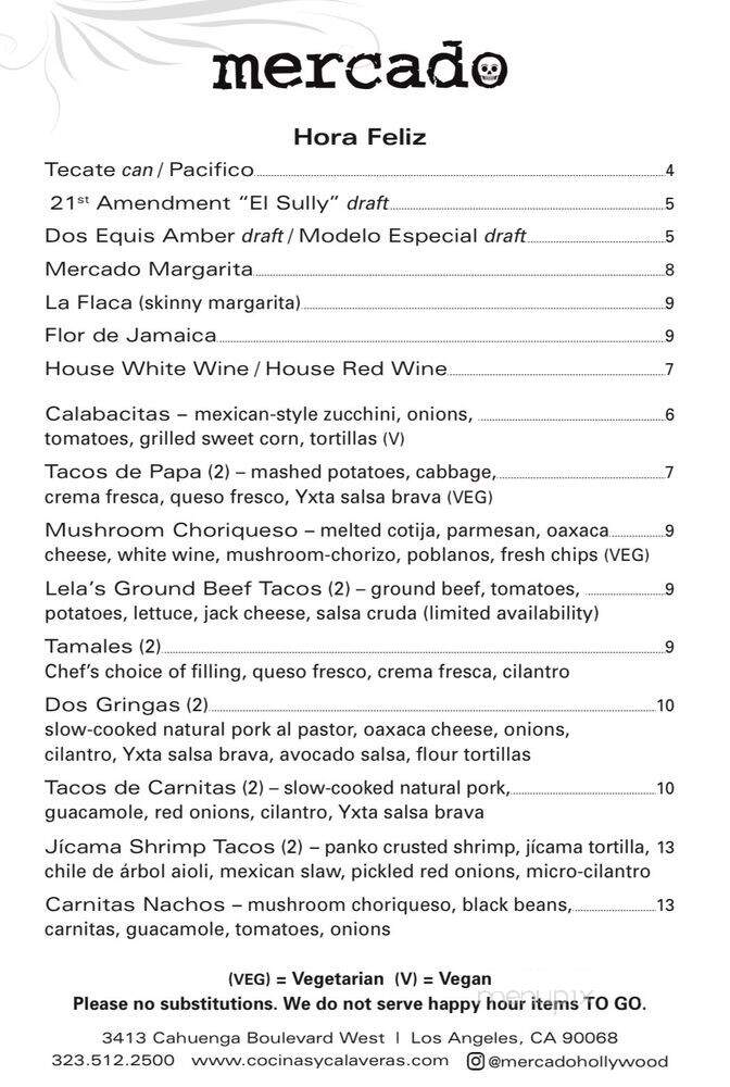 Mercado - Los Angeles, CA menu_pic