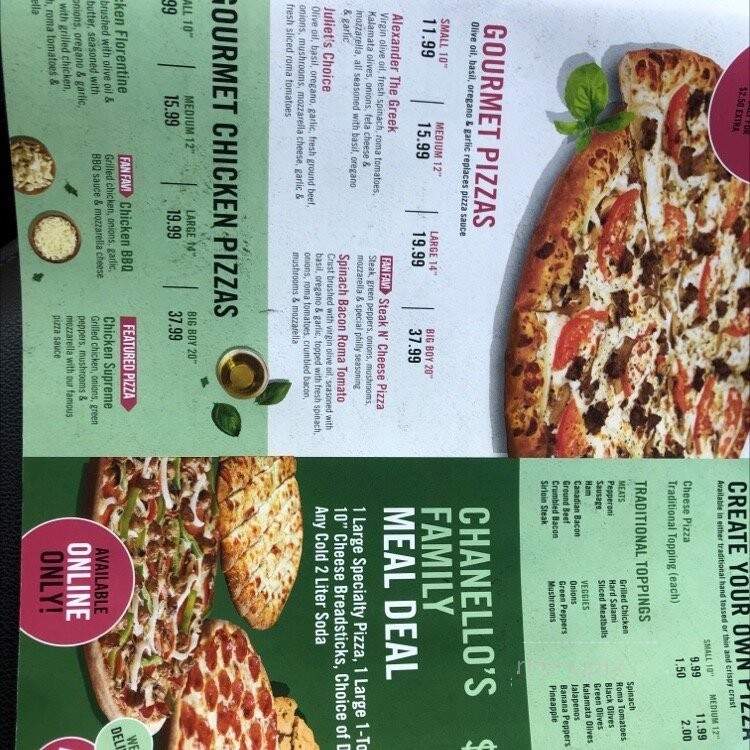 Chanello's Pizza - Garner, NC menu_pic