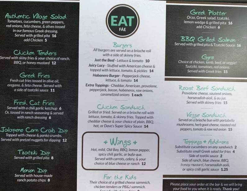 Cardinal Tavern - Baltimore, MD menu_pic