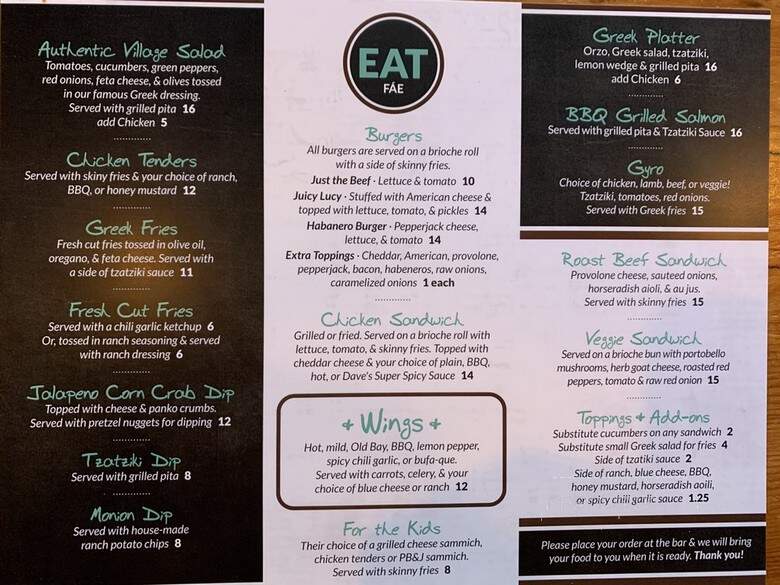 Cardinal Tavern - Baltimore, MD menu_pic