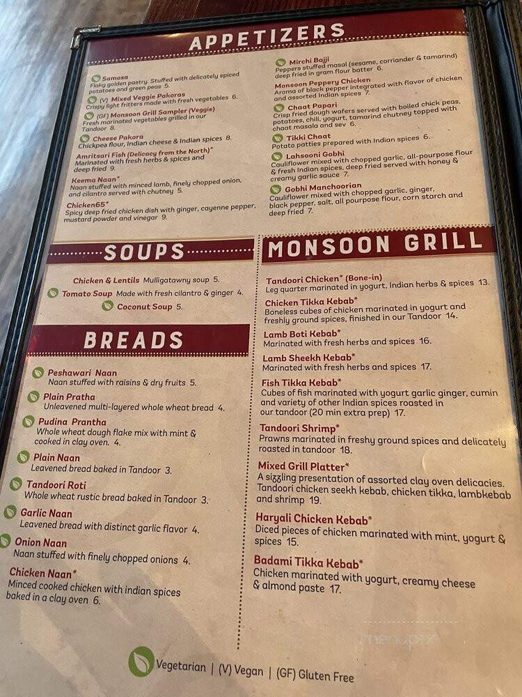 Monsoon Indian Grill - Topeka, KS menu_pic