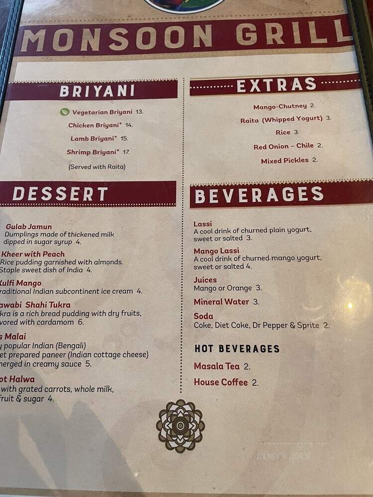 Monsoon Indian Grill - Topeka, KS menu_pic