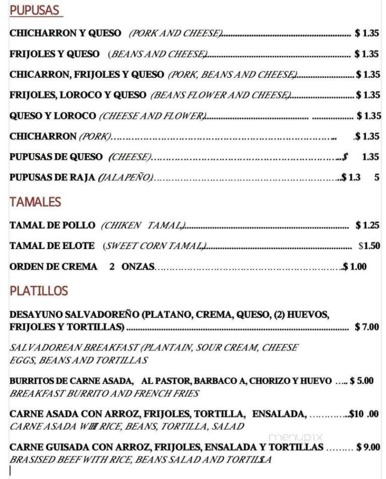 Casita Salvadorena II - Hurst, TX menu_pic