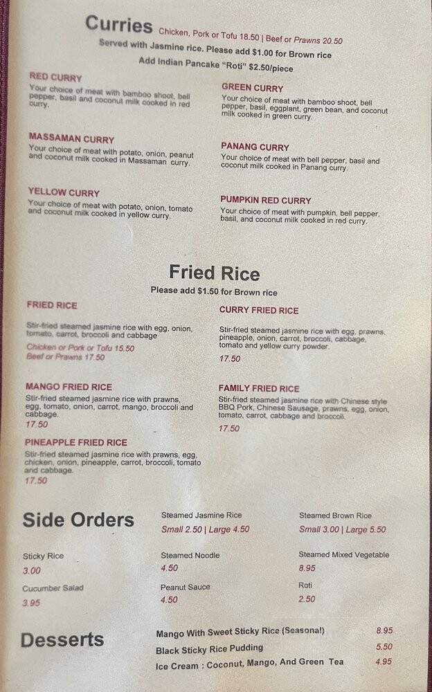 Thai Thani Kitchen - Seattle, WA menu_pic
