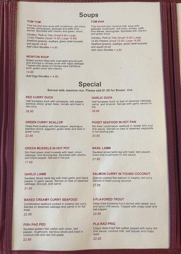 Thai Thani Kitchen - Seattle, WA menu_pic